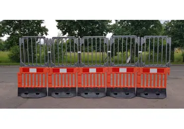 Mobiler Kunststoffzaun, Sicherheitsabsperrung StrongFence (PlasticTop) – 2000×1000 mm, orange (grau)