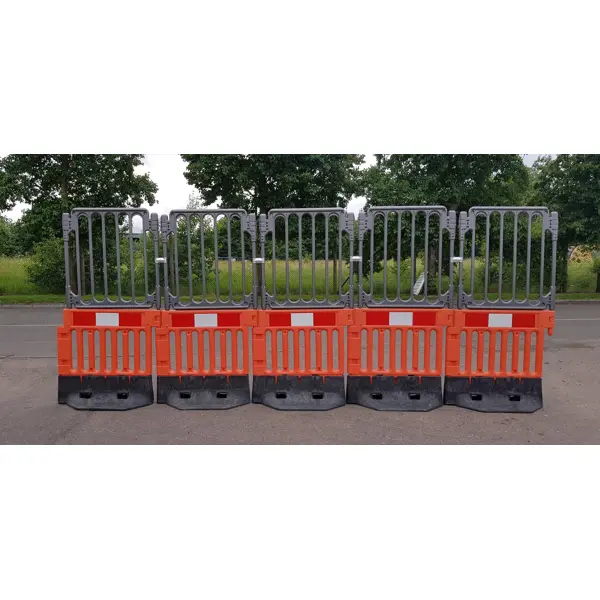 Mobiler Kunststoffzaun, Sicherheitsabsperrung StrongFence (PlasticTop) – 2000×1000 mm, orange (grau)