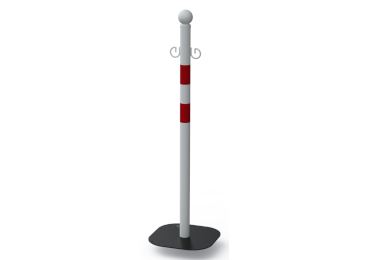 Mobiler Pfosten – Metall, weiß-rot, 970 mm