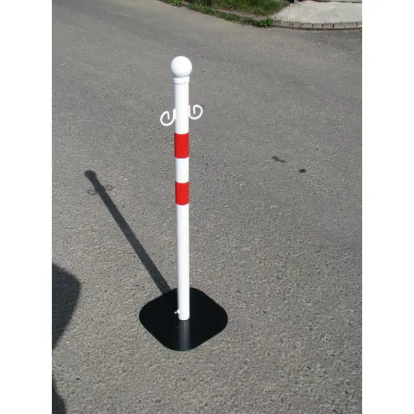 Mobiler Pfosten – Metall, weiß-rot, 970 mm
