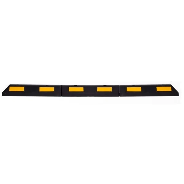 Modularer Parkpuffer für PKWs mit reflektierenden Streifen, Durchlaufelement – 610×145×120 mm, schwarz-gelb