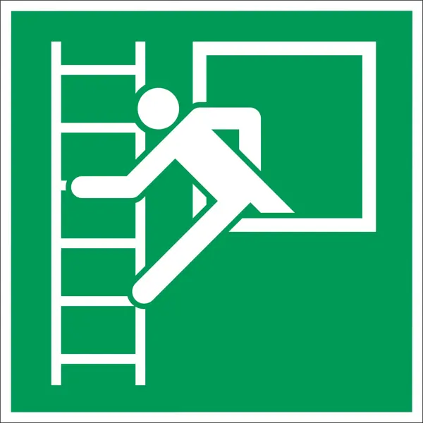 Nachleuchtende Kennzeichnung, Notausgang mit Feuerwehrleiter – Aluminium-Kompositwerkstoff, 200x200 mm