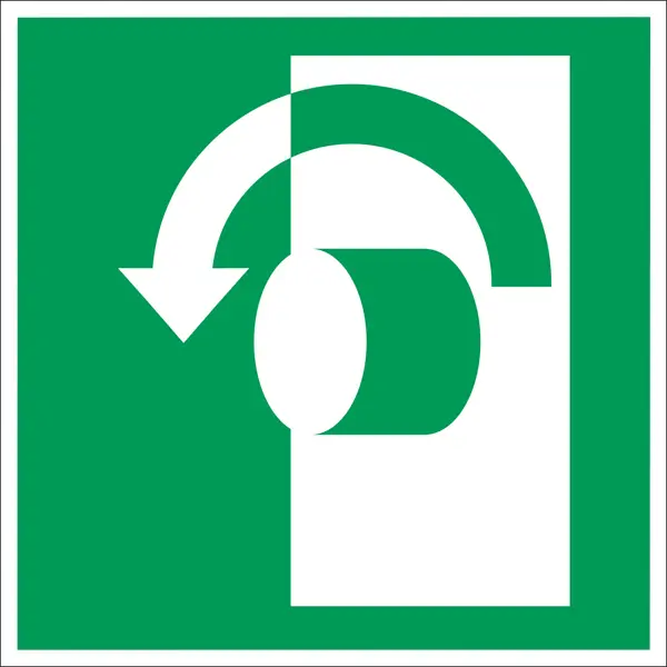 Nachleuchtende Rettungskennzeichnung, Links öffnen – Aluminium-Kompositwerkstoff, 100x100 mm