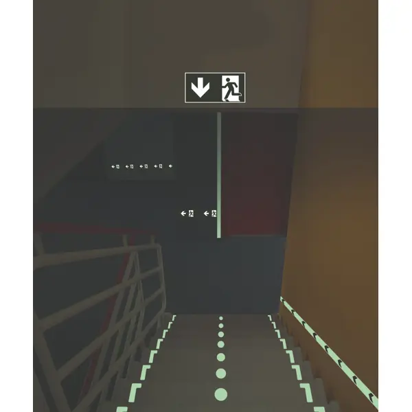 Nachleuchtendes Boden- und Wandband, Richtungspfeil – PVC, schwarz, 25 mm × 10 m