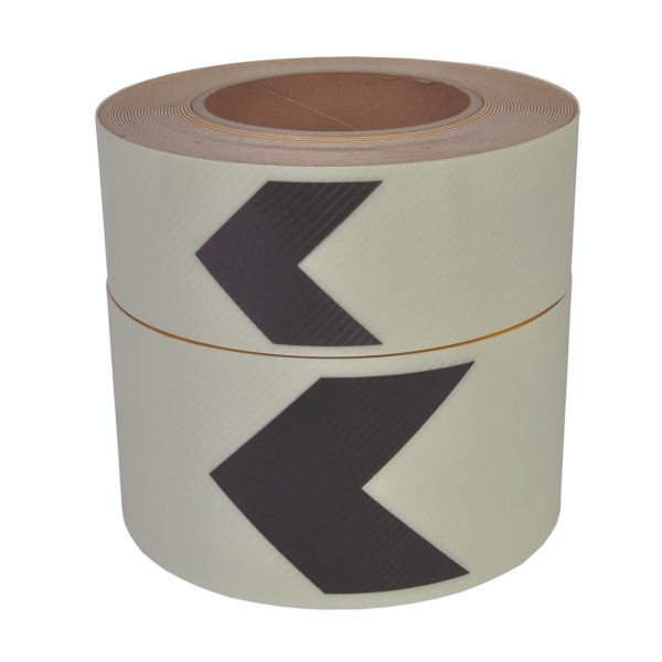 Nachleuchtendes Boden- und Wandband, Richtungspfeil – PVC, schwarz, 50 mm × 10 m