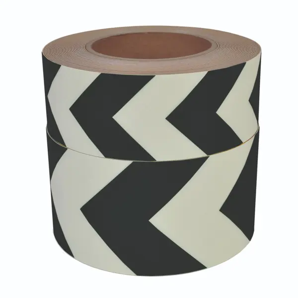Nachleuchtendes Boden- und Wandband, richtungsweisende Streifenmarkierung – PVC, schwarz, 50 mm × 10 m