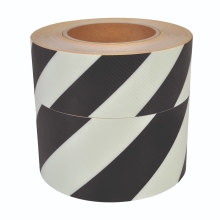 Nachleuchtendes Boden- und Wandband, Streifen – Antirutsch-PVC, schwarz, 25 mm × 10 m