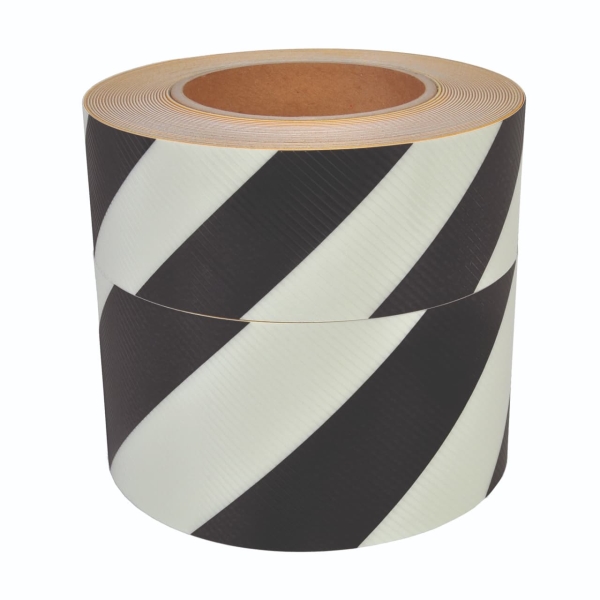 Nachleuchtendes Boden- und Wandband, Streifen – PVC, schwarz, 50 mm × 10 m