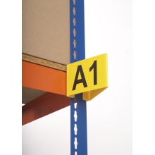 Palettenregal- und Gangkennzeichnung, magnetisch – Typ A, gelber Hintergrund, 95×130×130 mm