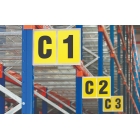 Palettenregal- und Gangkennzeichnung, selbstklebend – Typ C, 260×310 mm, 2 Zeichen