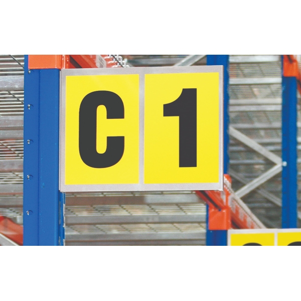 Palettenregal- und Gangkennzeichnung, selbstklebend – Typ C, 260×310 mm, 2 Zeichen