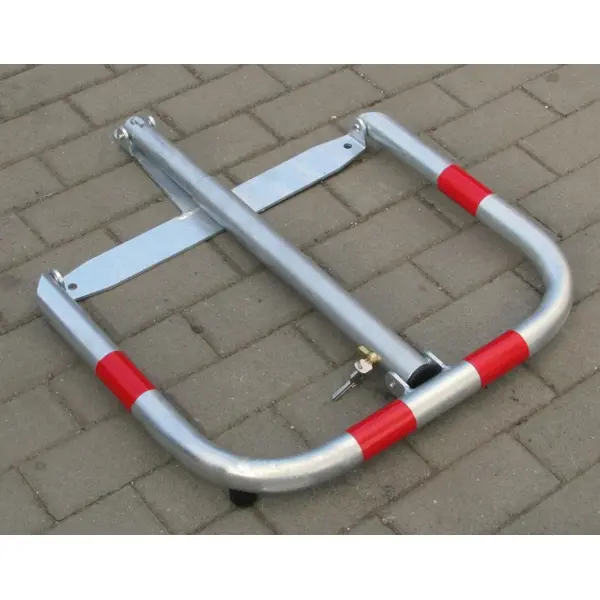 Parkbügel U60 – Stahl, silber-rot, 510×600 mm, klappbar, Verschluss FAB