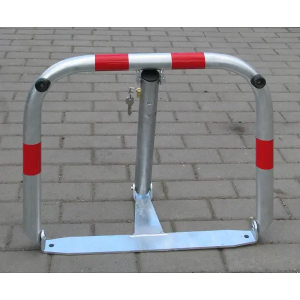 Parkbügel U60 – Stahl, silber-rot, 510×600 mm, klappbar, Verschluss FAB