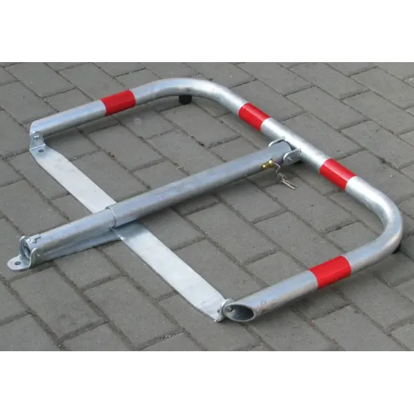Parkbügel U80 – Stahl, silber-rot, 510×600 mm, klappbar, Verschluss FAB