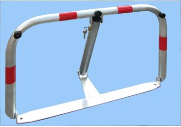 Parkbügel U80 – Stahl, silber-rot, 510×600 mm, klappbar, Verschluss FAB