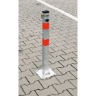 Parkpfosten BASIC – Stahl, silber-rot, 800 mm, klappbar, Verschloss FAB