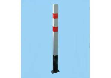 Parkpfosten BASIC – Stahl, weiß-rot, 1050 mm, fest zum Einbetonieren