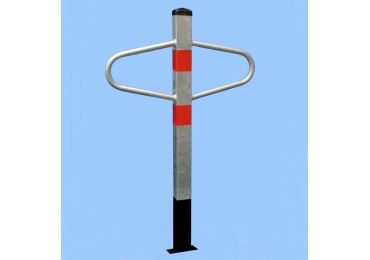 Parkpfosten Schmetterling – Stahl, silber-rot, 1050×590 mm, fest zum Einbetonieren