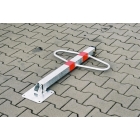 Parkpfosten Schmetterling – Stahl, silber-rot, 800×590 mm, klappbar, Verschluss FAB