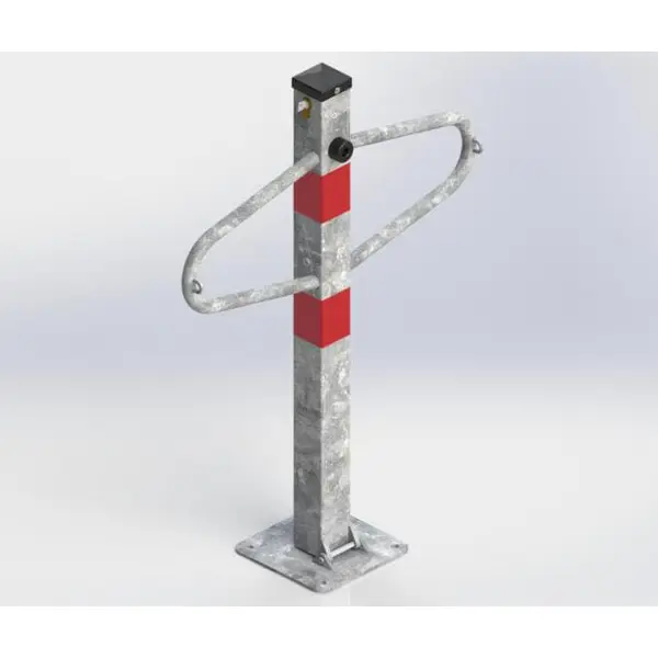 Parkpfosten Schmetterling – Stahl, silber-rot, 800×590 mm, klappbar, Verschluss FAB