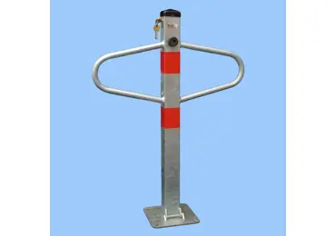 Parkpfosten Schmetterling – Stahl, silber-rot, 800×590 mm, klappbar, Verschluss FAB