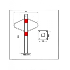 Parkpfosten Schmetterling – Stahl, weiß-rot, 800×590 mm, festmit Platte