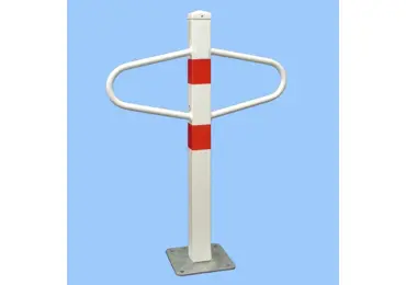 Parkpfosten Schmetterling – Stahl, weiß-rot, 800×590 mm, festmit Platte