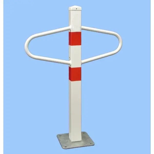 Parkpfosten Schmetterling – Stahl, weiß-rot, 800×590 mm, festmit Platte