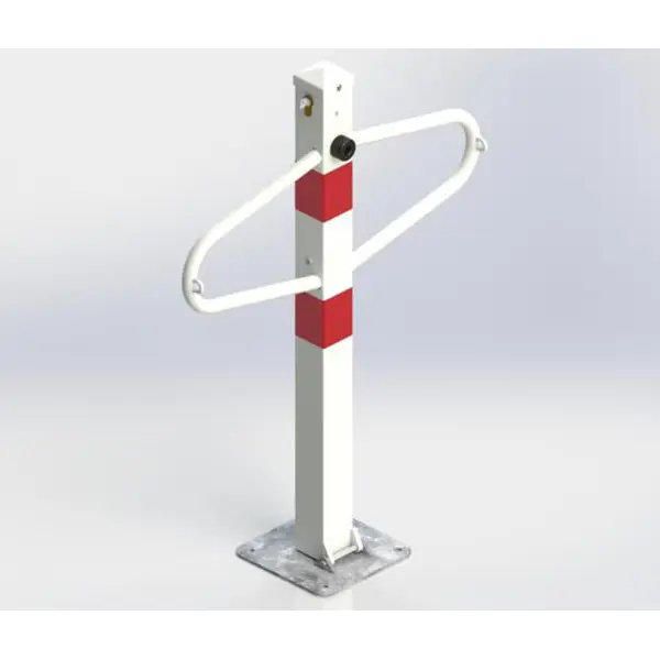 Parkpfosten Schmetterling – Stahl, weiß-rot, 800×590 mm, klappbar, Verschluss FAB