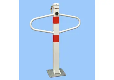 Parkpfosten Schmetterling – Stahl, weiß-rot, 800×590 mm, klappbar, Verschluss FAB