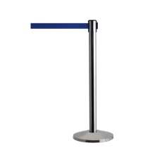 Pfosten QueueWay, poliertes Chrom – Paar, selbstaufwickelndes Band 2,3 m, blau