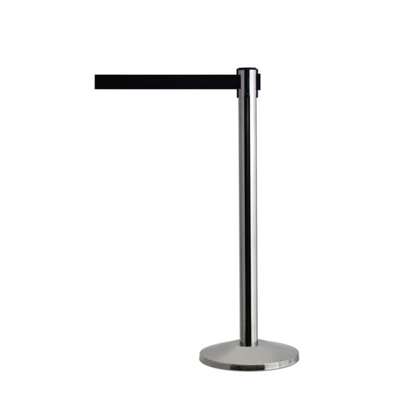Pfosten QueueWay, poliertes Chrom – Paar, selbstaufwickelndes Band 2,3 m, schwarz