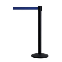 Pfosten QueueWay, schwarz – Paar, selbstaufwickelndes Band 2,3 m, blau