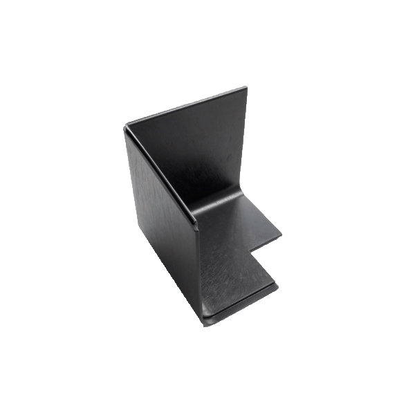 Profilierte Sockelleiste-innere Ecke StandardRecycled aus recyceltem PVC – 100×160×6mm, glatte Oberfläche, grau
