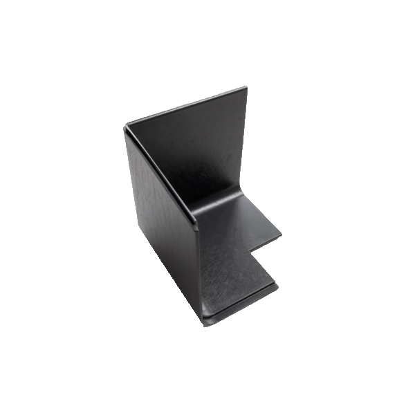 Profilierte Sockelleiste-innere Ecke StandardRecycled aus recyceltem PVC – 100×160×6mm, glatte Oberfläche, schwarz