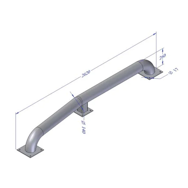 Radführungen für LKW, verzinkter Stahl, 2620 mm lang, 260 mm hoch, D. 140 mm, 3 mm breit (Paar)