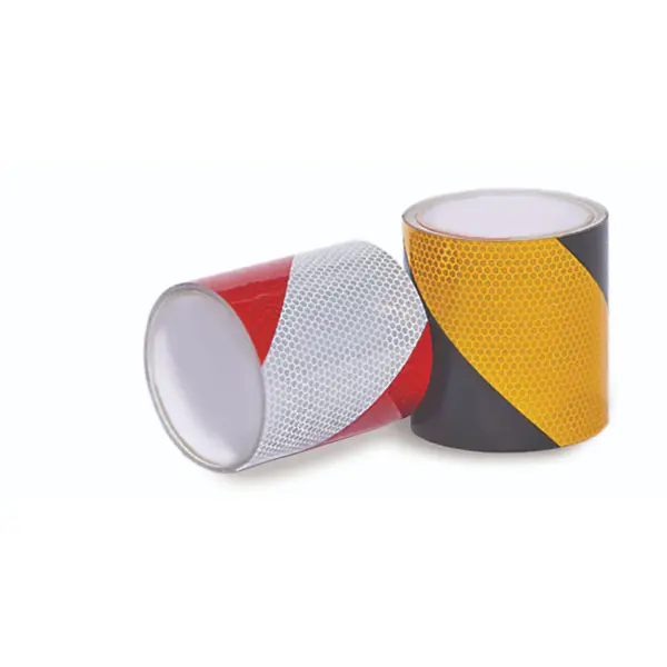 Reflektierende Warnmarkierung WT-5219 – 100 mm × 25 m, gelb-schwarz, Richtung links