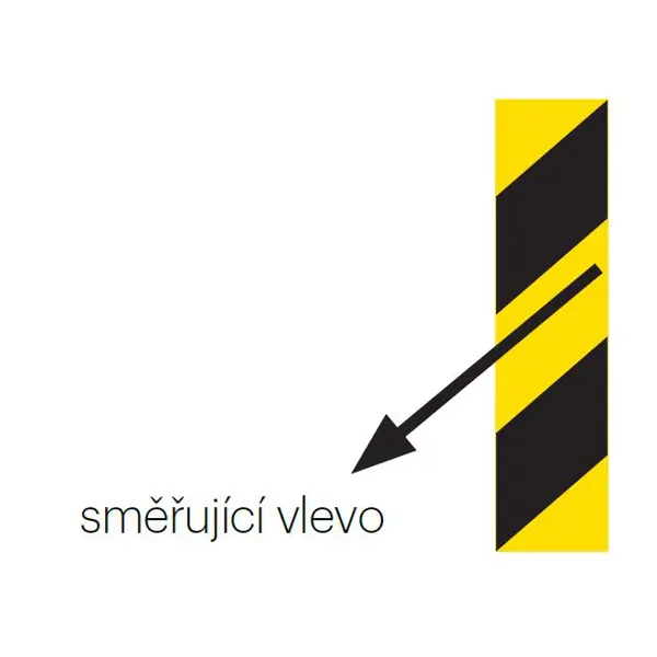 Reflektierende Warnmarkierung WT-5219 – 50 mm × 25 m, gelb-schwarz, Richtung links