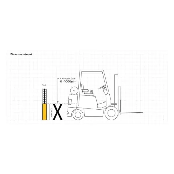 Regalbeinschutz iFlex RackGuard, groß mit Gummianschlag – gelb, h.600 mm