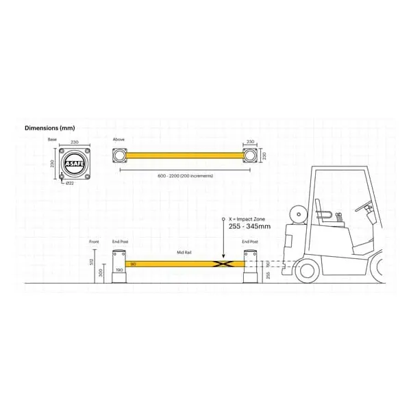 Regalendschutz A-SAFE, eFlex Single RackEnd Barrier mit doppelter Ummantelung – 4,4 m