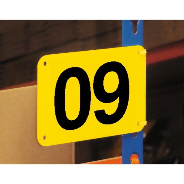 Regalkennzeichnung, einseitig – gelber Hintergrund, 220×270 mm, 1-3 Zeichen