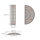 Retarder – Kabelbrücke 10 km/h, 40 t, Endstück – 1200×400×100 mm, schwarz