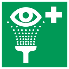 Rettungskennzeichnung, Augenwaschanlage – Nachleuchtende Folie, 100×100 mm