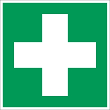 Rettungskennzeichnung, Erste Hilfe – Nachleuchtender Aluminium-Kompositwerkstoff, 100×100 mm