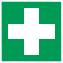 Rettungskennzeichnung, Erste Hilfe – Nachleuchtender Aluminium-Kompositwerkstoff, 100×100 mm