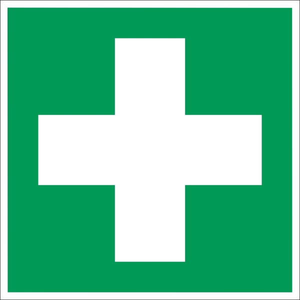 Rettungskennzeichnung, Erste Hilfe – Nachleuchtender Aluminium-Kompositwerkstoff, 100×100 mm
