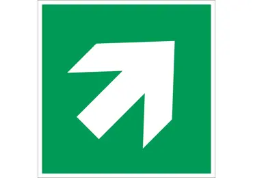 Rettungskennzeichnung (nachleuchtend) – diagonaler Richtungspfeil