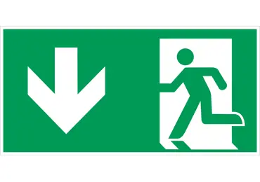 Rettungskennzeichnung (nachleuchtend) – Notausgang abwärts