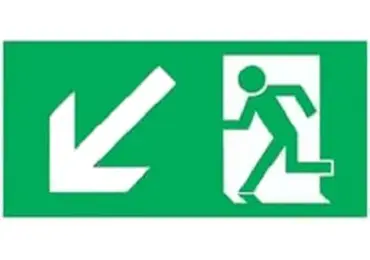 Rettungskennzeichnung (nachleuchtend) – Notausgang abwärts links