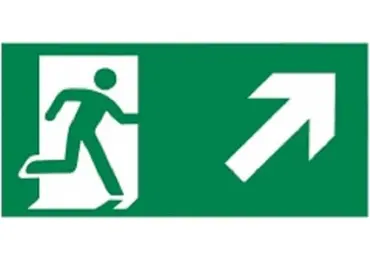 Rettungskennzeichnung (nachleuchtend) – Notausgang aufwärts rechts